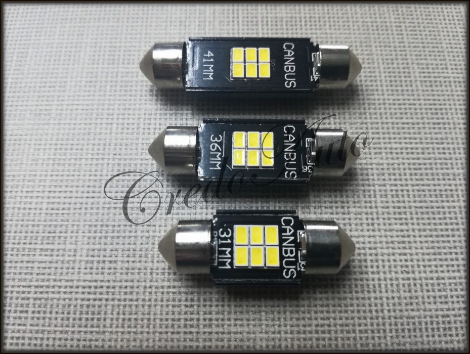 Нов модел!!Мощни Диодни крушки за плафон/номер на 12v 6 LED 31/36/41мм