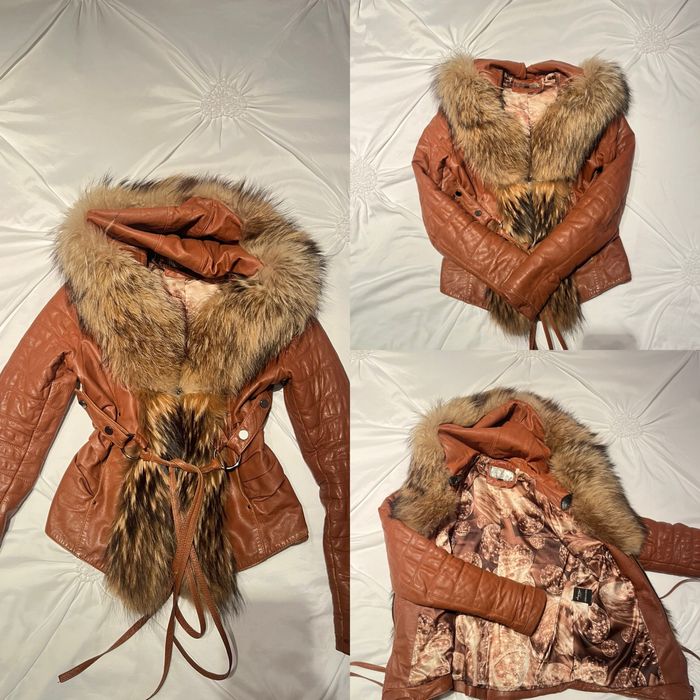 Кожено яке Естествена кожа с яка лисица