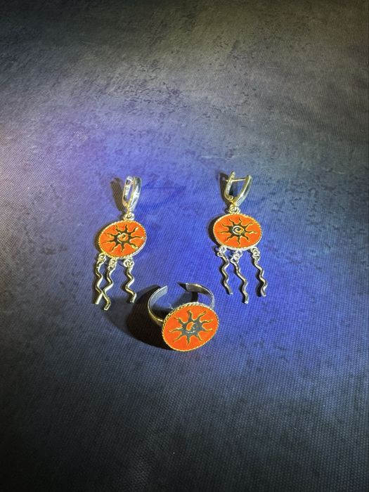 Комплект из серебра ручной работы