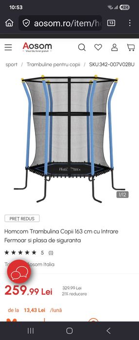 Trambulina copii roz