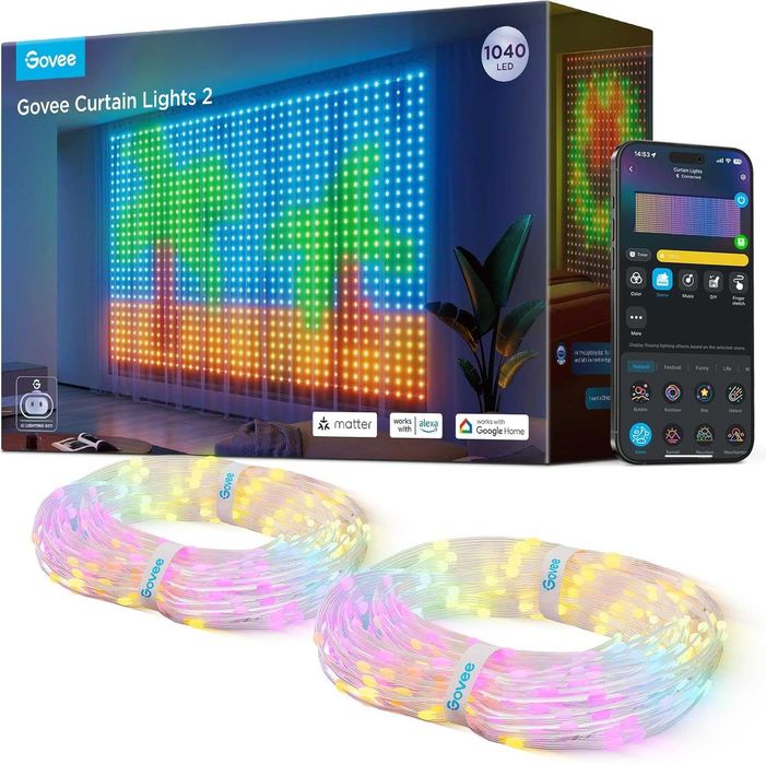 Нови Govee Curtain Lights 2 - Смарт LED Завеса (3х2м, 1040 диода)