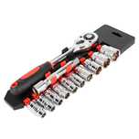 Set Chei Tubulare 12 Piese 10-24mm cu Clichet si Adaptor Crom-Vanadiu