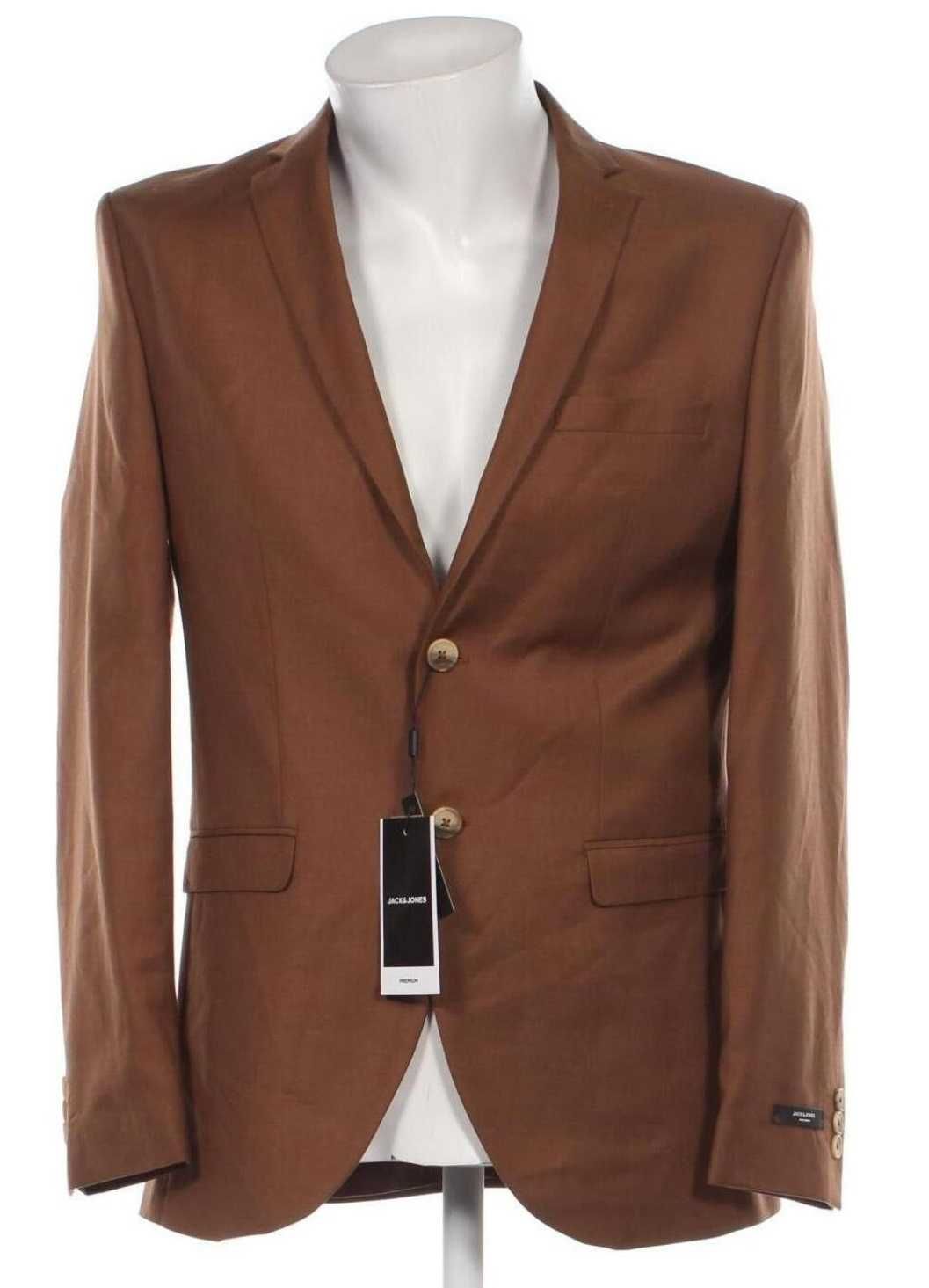 Sacou slim blazer 50 L premium Jack & Jones NOU amestec lana camel