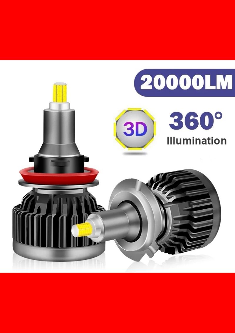 Set Leduri H1 H7 H8 H9 H11 Hb3 Hb3 CanBus Lumina 360° 20000Lm 100w 12V