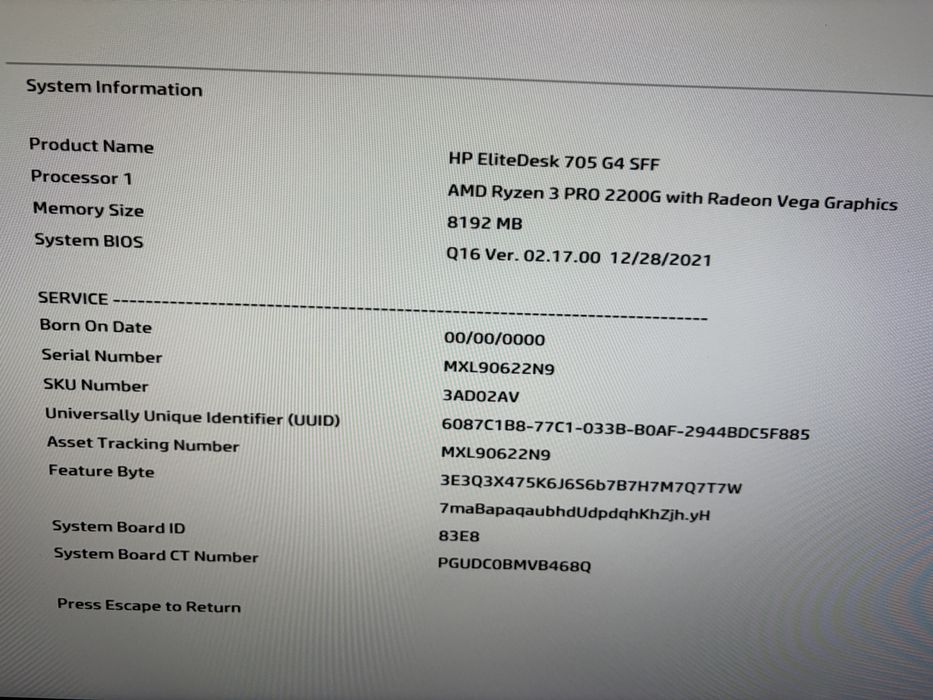 Calculator Hp 705 g4 Ryzen 3 2200g  Licenta Windows