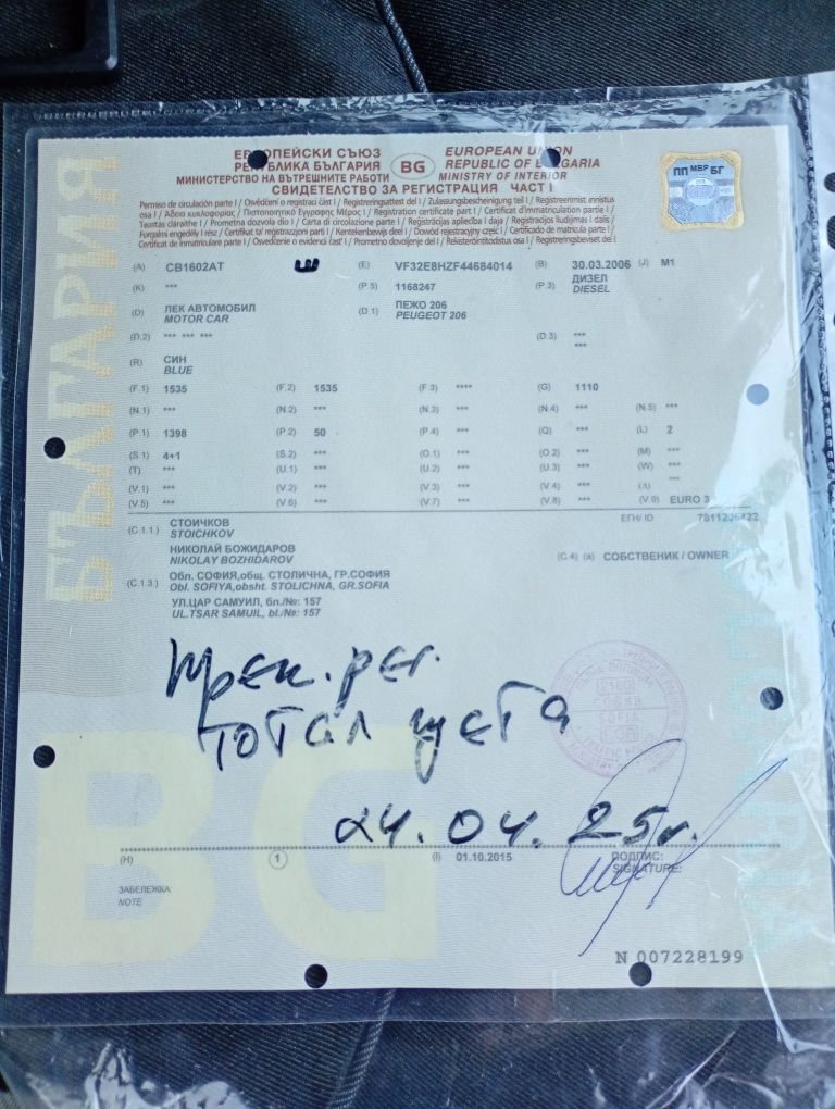 Пежо 206 1.4 hdi на части