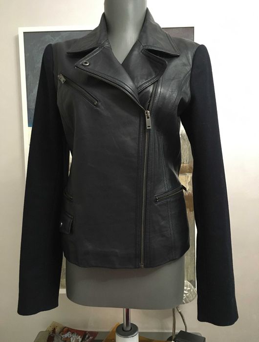 Banana Republic дамско яке естествена кожа и ръкави вълна XS