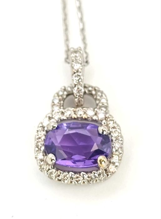 Colier aur 14k cu diamante si ametist