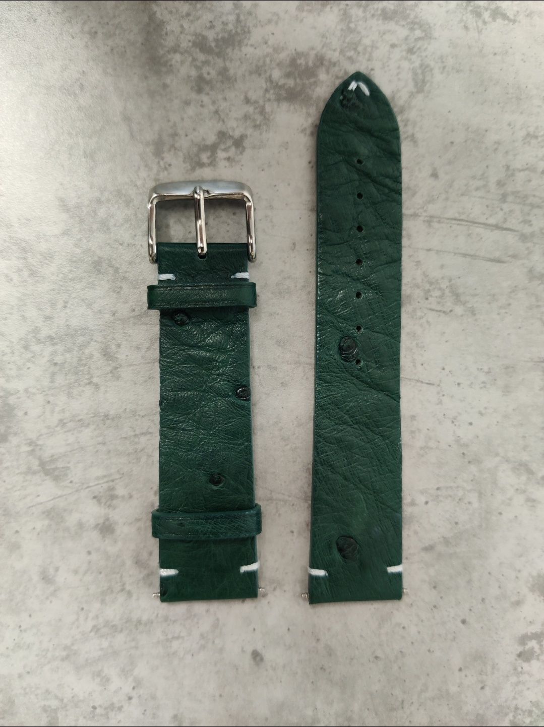 Curea ceas 20mm, din piele de struț (Ostrich skin), green