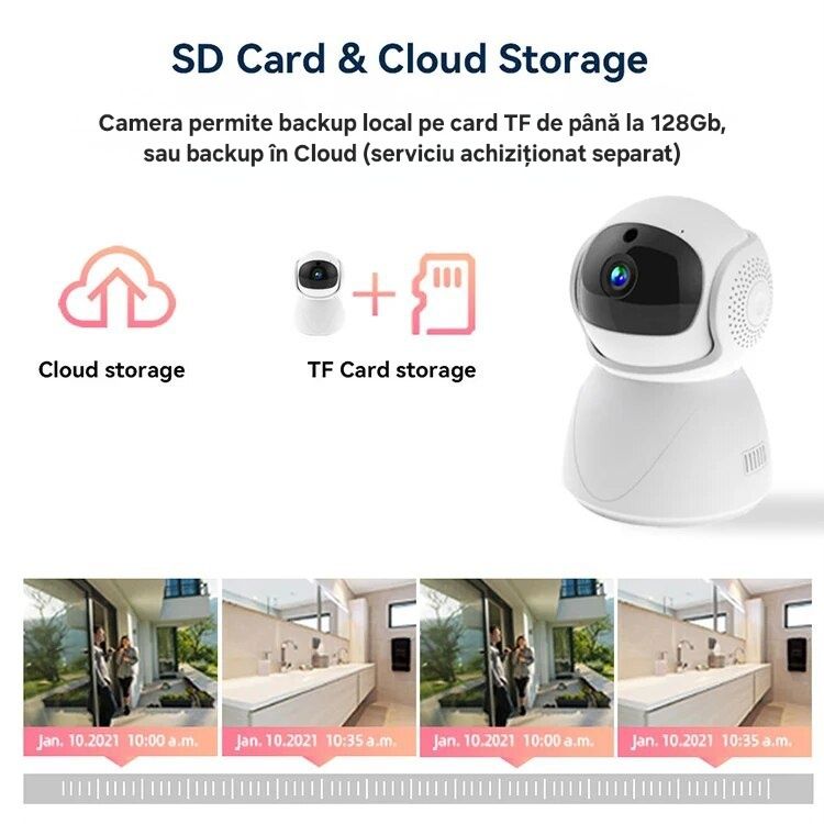Cameră IP WiFi HD. Monitor bebe/animale. Video+Audio. Urmărire mișcare