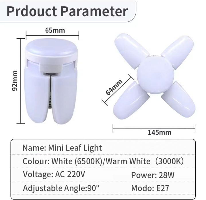 NOU Bec LED 28W 6500K Alb Rece ajustabil