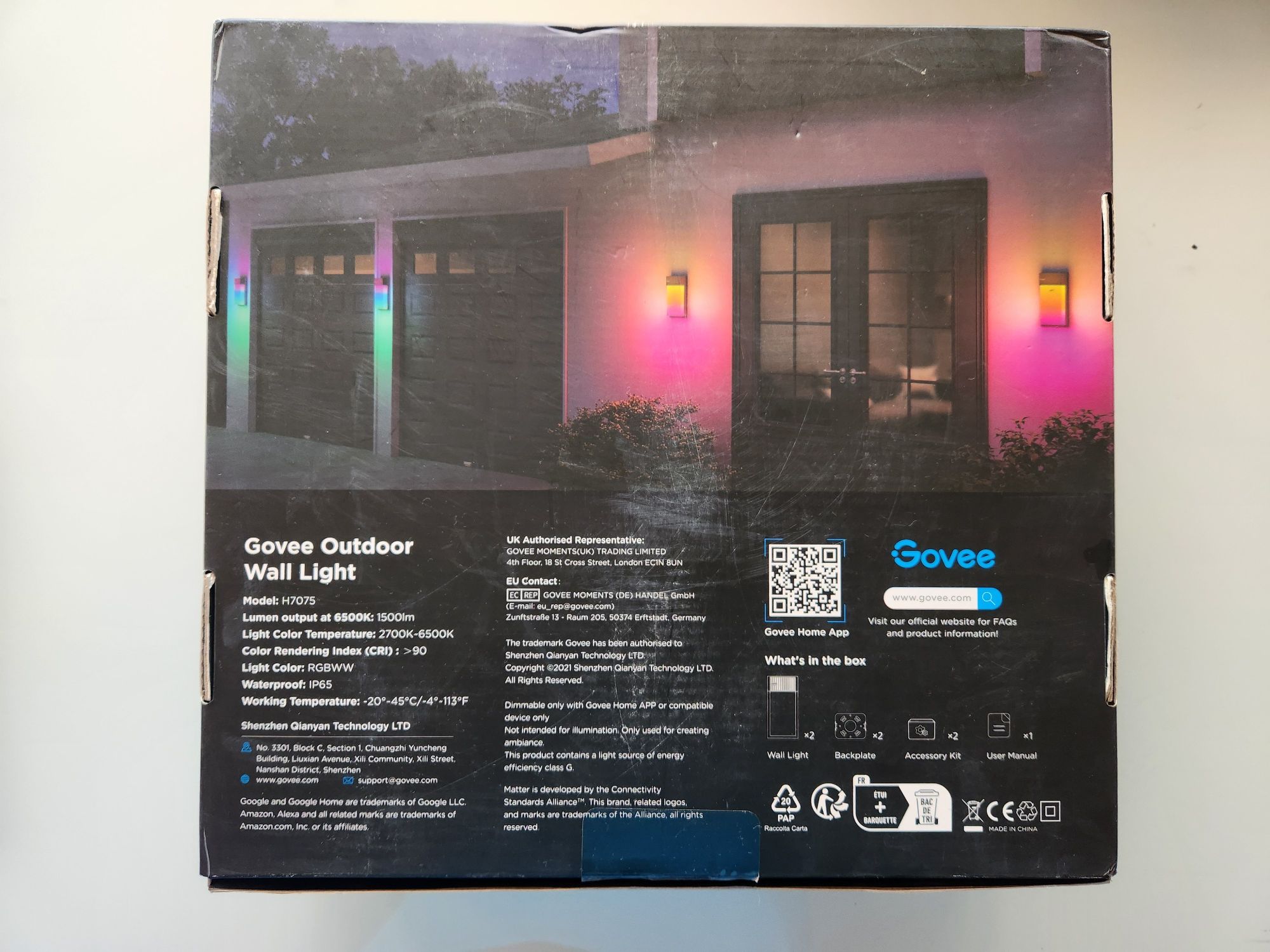 Govee Outdoor Wall Light – Смарт външни лампи (2 бр.) – Чисто нови