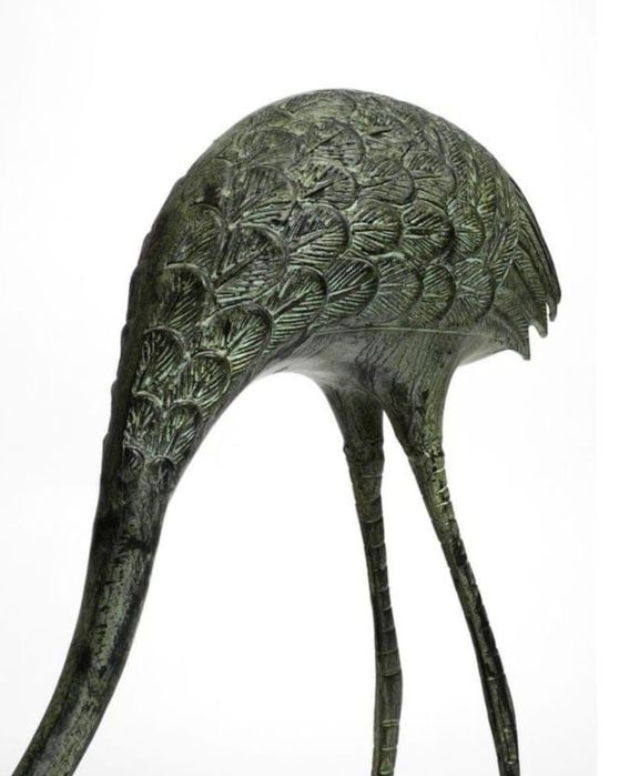 Aнтикварни фигури птици жерави бронзови тежки масивни синкава патина !