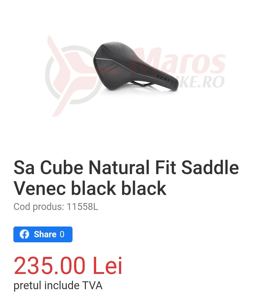 Vând sa/șezut Cube Natural Fit Saddle Venec