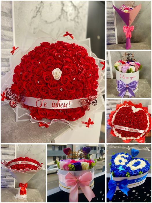 Aranjamente florale / Buchete din trandafiri de sapun sau satin