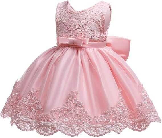 Rochie copii bebe marime 68/74/80 ocazie cu funda gigant si dantela