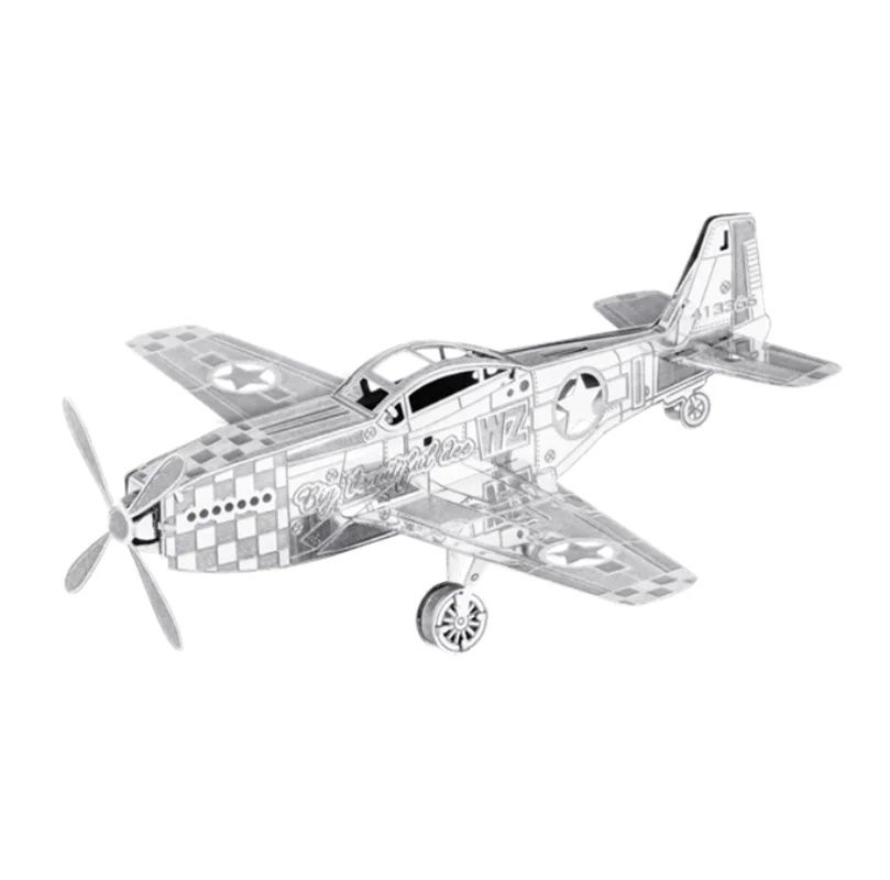 Puzzle 3D metalic P-51. Oțel inoxidabil, nu se desface la manevra