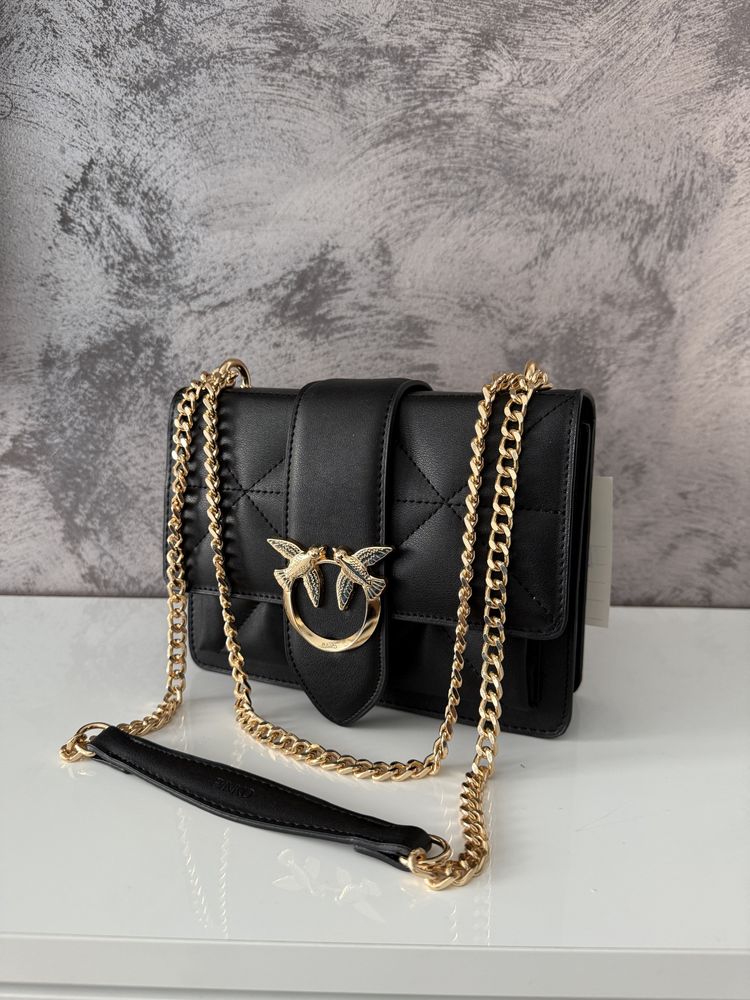 Geanta Pinko | negru-auriu calitate PREMIUM
