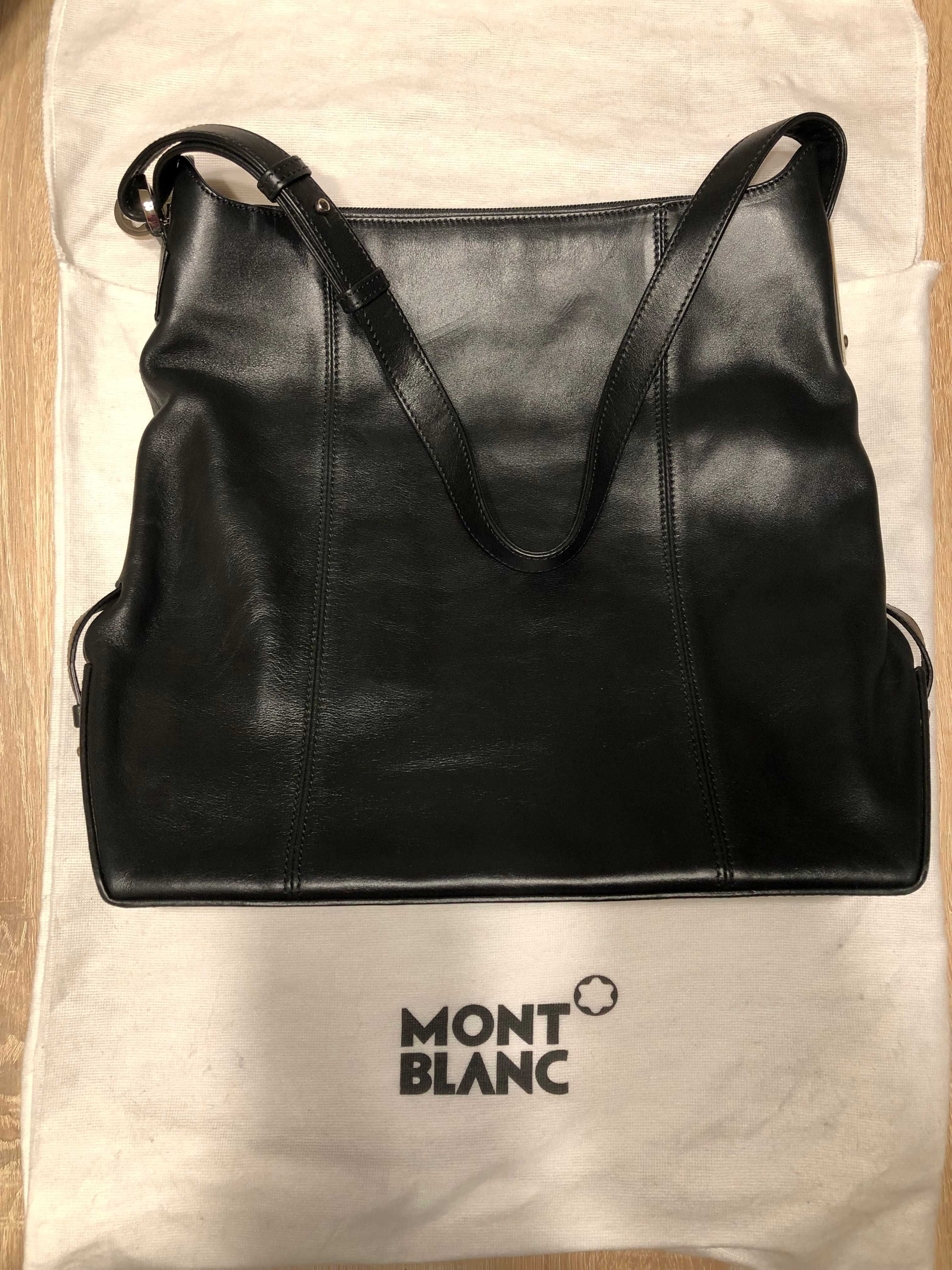 Poseta piele Montblanc femei 31x33cm cu husa textila