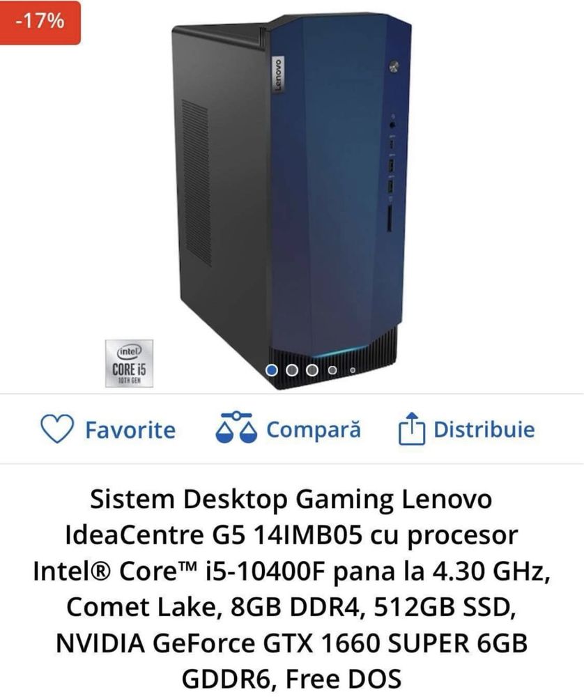 Sistem Desktop Gaming Lenovo IdeaCenter G5 14IMB05