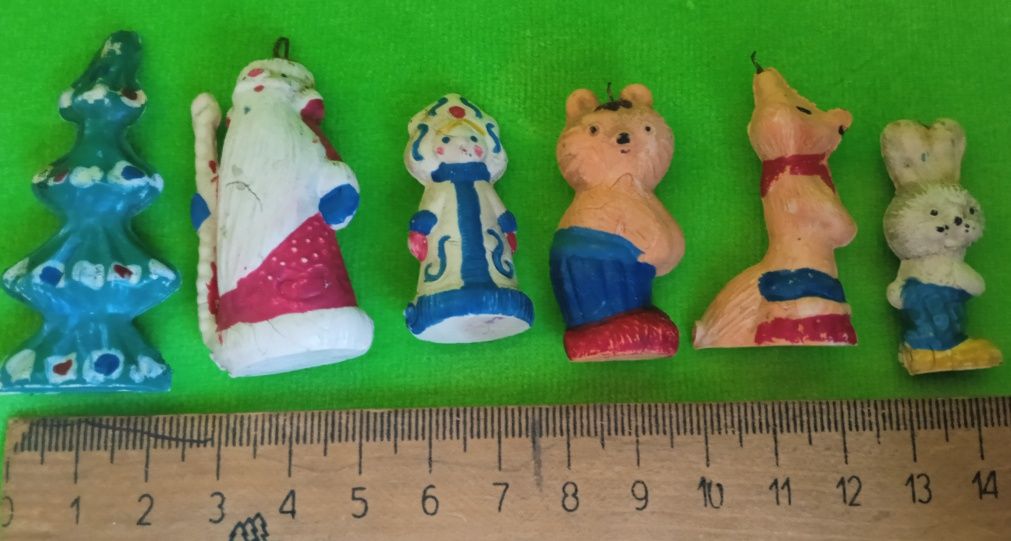 Редкий набор мини игрушек СССР "Зимняя сказка" 4-6 см,резина