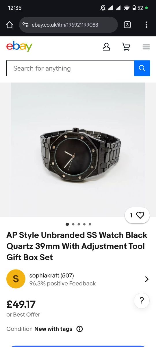 Часы AP Style Unbranded SS, черные, кварцевые, 39 мм, с регулировочным