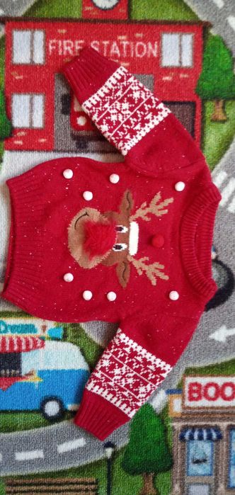 Коледен детски пуловер 6-9 м