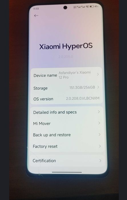 Xiaomi 12 Pro 2 imei oʼtgan 1.5mln