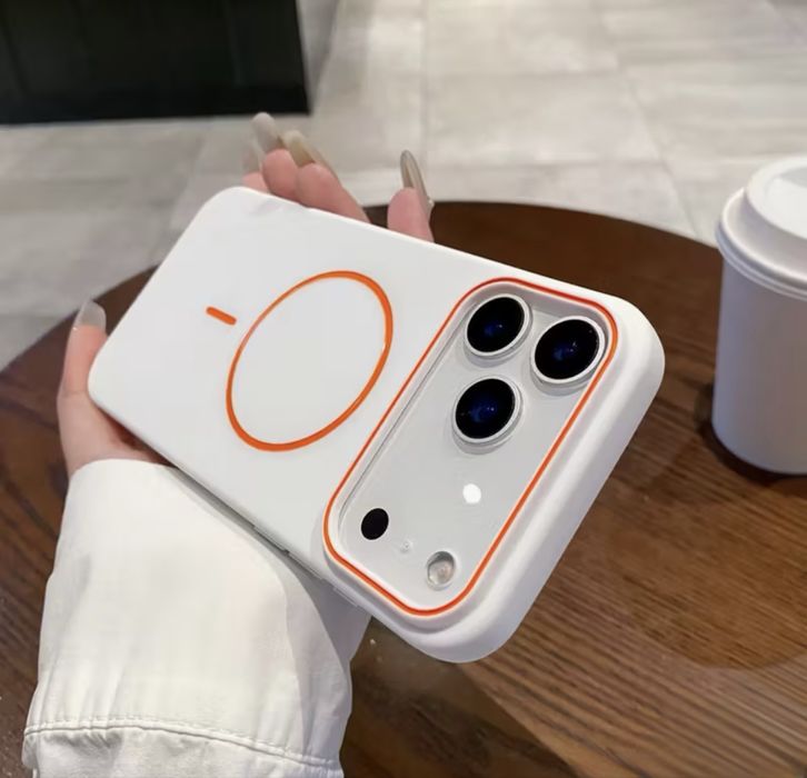 Iphone 17 17 AIR 17 PRO 17 PRO MAX - Husa Magsafe Alba Insertie Orange