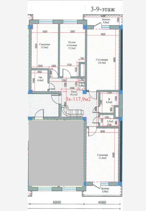 Эшонгузар 3/7/10 квартира  Раздельная коробка, новостройка 120 кв