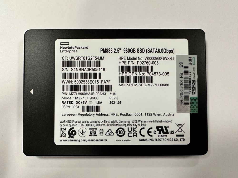 SSD PM883 2.5" 960GB HPE