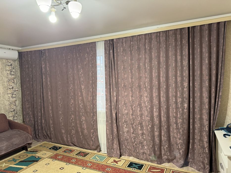 Шторы толстые бордовые 660см в комплекте тюль