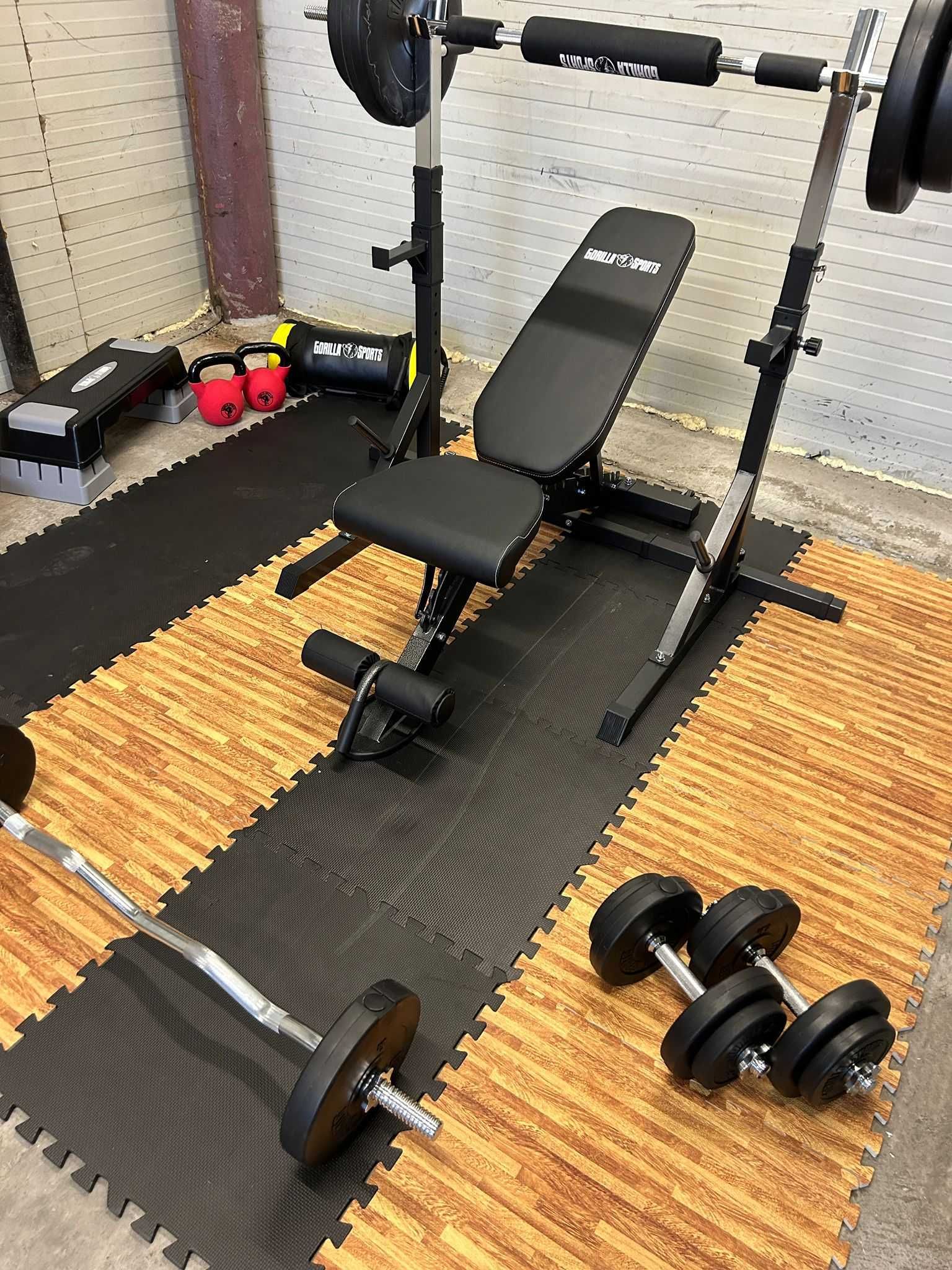 Set Complet Fitness: Banca+ Suport+ Greutati 100 kg+ Tatami