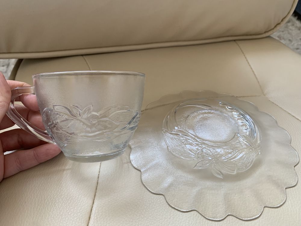 Set ceai/cafea transparent nou, din sticla, nu rosenthal, nu villeroy