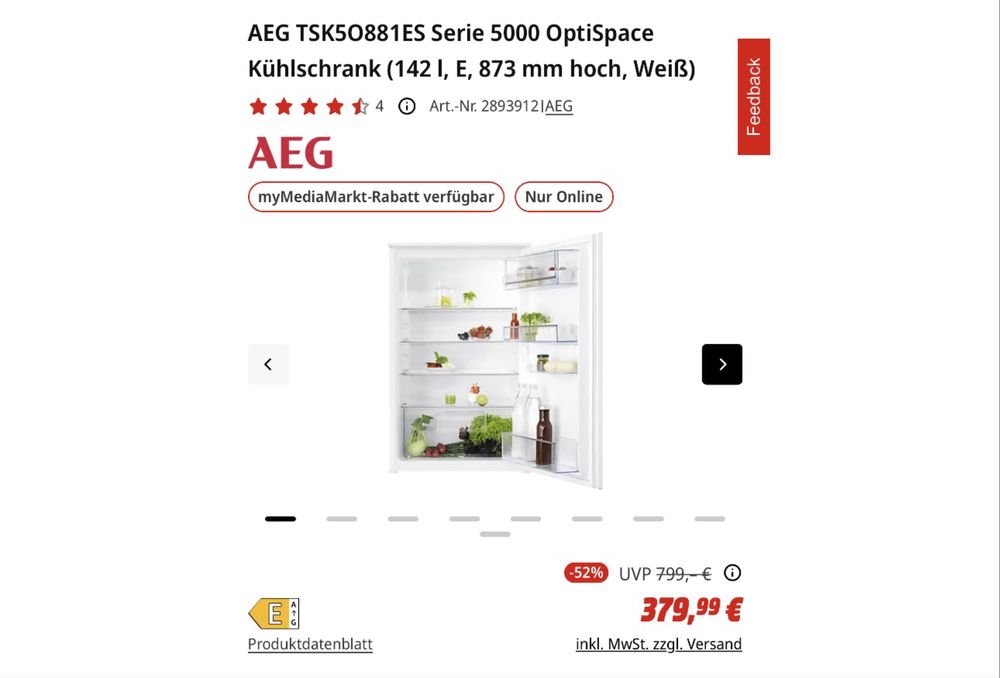 Frigider încorporabil AEG TSK5O881ES seria 5000 OptiSpace.