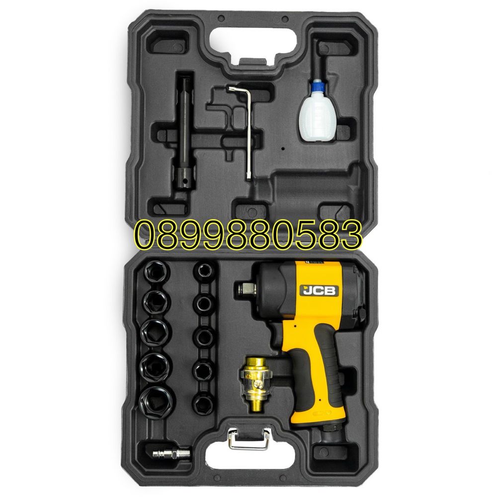 Пневматичен ударен гайковерт мини с вложки 1/2” 1200Nm JCB