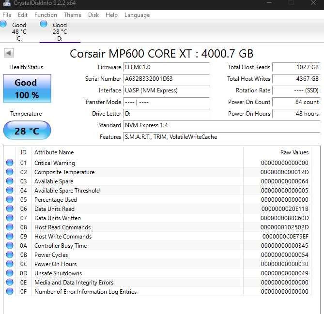 SSD Corsair MP600 Core XT 4TB