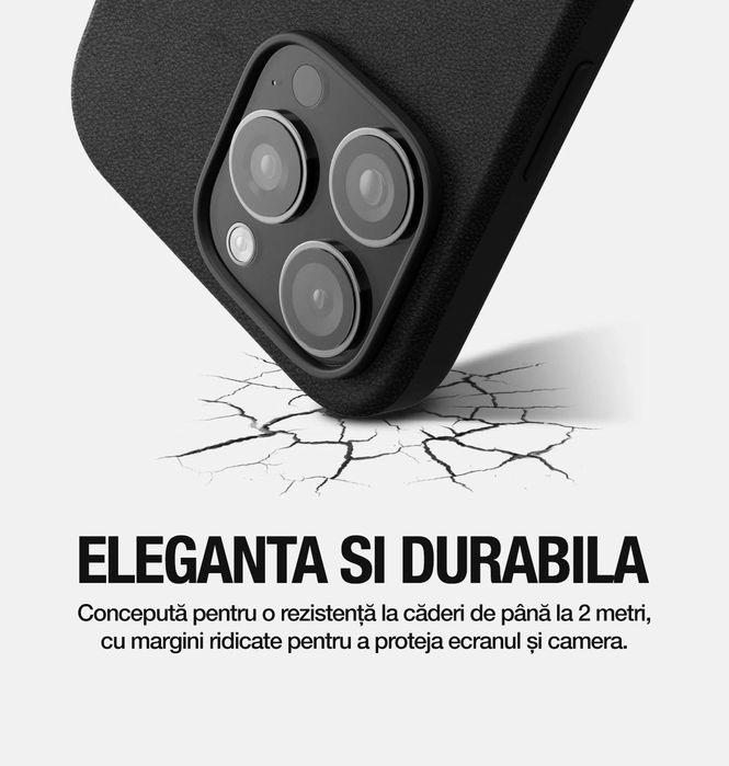 Husa iPhone 16 Pro piele neagra sigilata