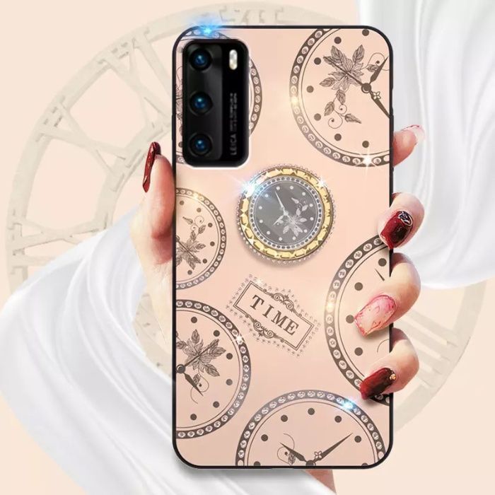 Husa cu pietricele și inel model TIME pentru Huawei P40 , P40 Pro
