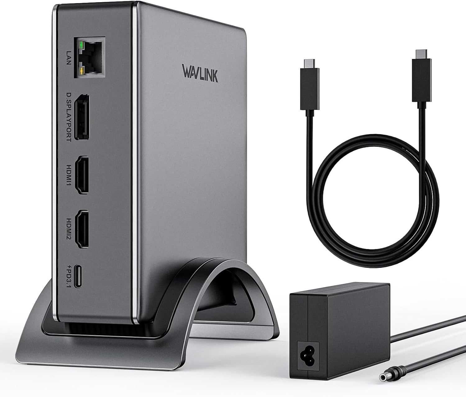 Докинг станция за лаптоп, WAVLINK PD3.1, 2*HDMI + DP, USB-C 10Gb