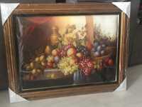 Картина «Натюрморт с фруктами», кожаная, новая в упаковке, 65х50 см