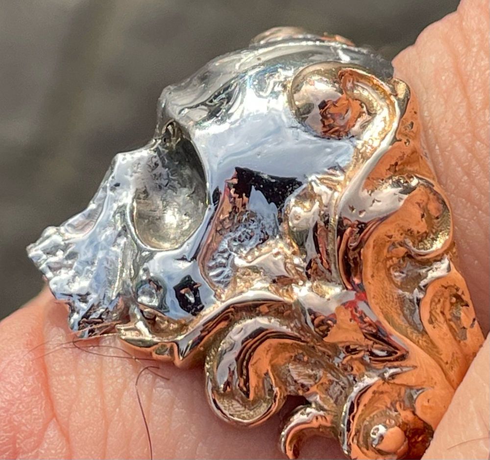 Inel aur 18 k  craniu Memento Mori Skull Italia designer Vlad Glynin
