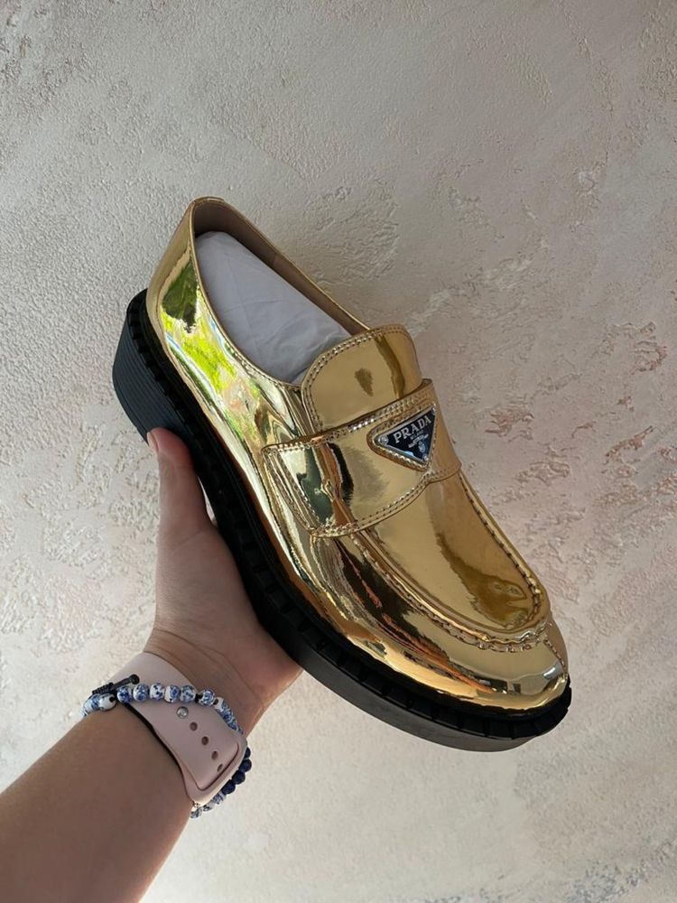 Adidași de damă PRADA Gold Loafers
