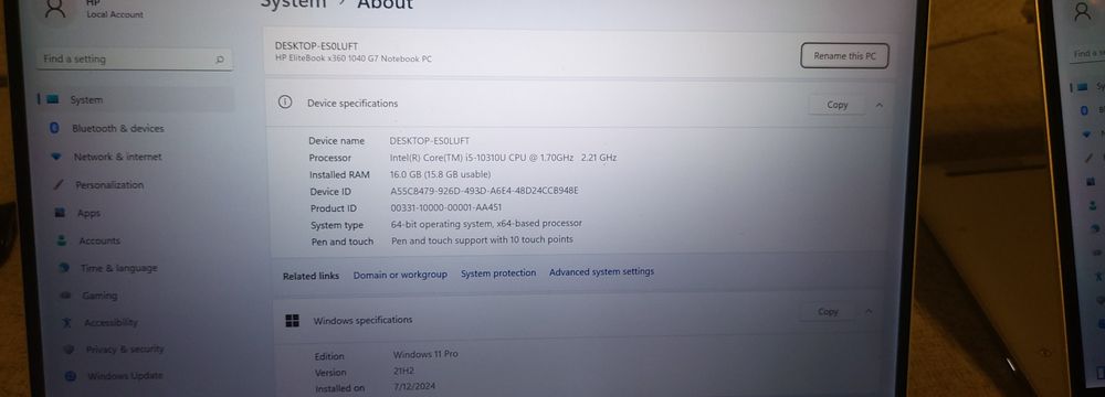 Hp elitebook x360 g4 si g7