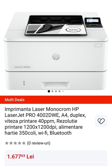 Vand Imprimanta Laser Monocrom HP LaserJet PRO 4002DWE