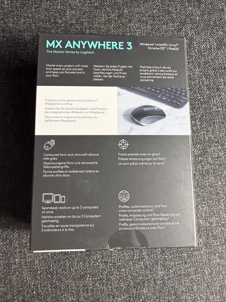 Mouse wireless bluetooth logitech mx anywhere 3 full box windows/mac