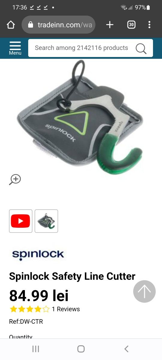 Spinlock Safety Line Cutter, pentru frânghii, alpinism, pescuit