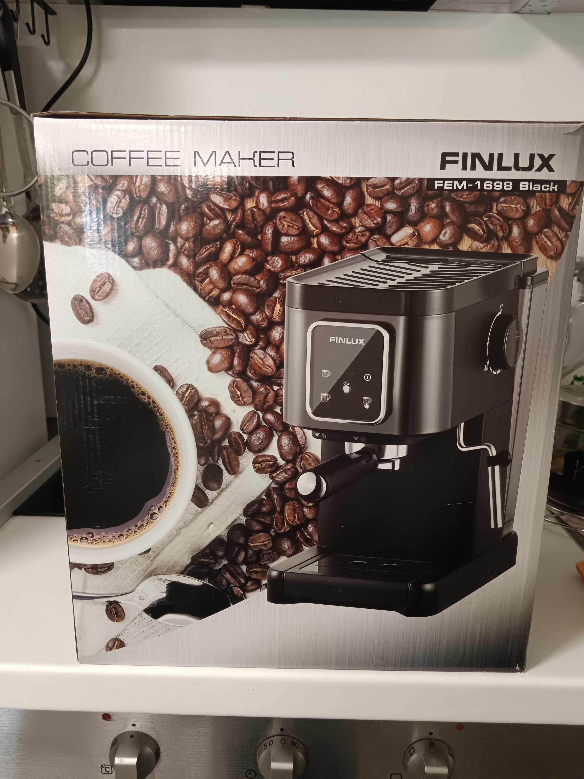 В ГАРАНЦИЯ - НОВА Кафемашина Finlux FEM-1698 Black , 1100 W, 20 Bar