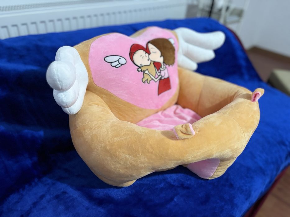 Scaun de catifea umplut cu plus pr copii si bebelusi 6-18 luni