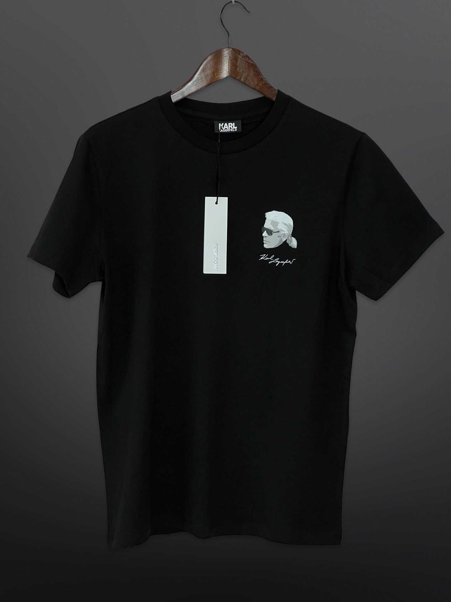Karl Lagerfeld Черна Тениска Малка Щампа на Гърдите - Slimfit S L XL